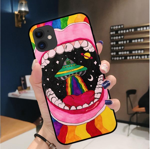 

aesthetics cartoon alien space soft silicone phone case cover shell for iphone 11pro max 6 6s 7 8 plus x xr xs max case coque