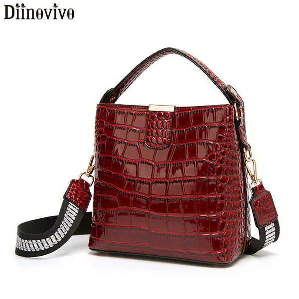 

diinovivo ретро аллигатор pattern bucket женская сумка патентные кожаные сумки для женщин сумка сумка малого плеча кошелек whdv1157