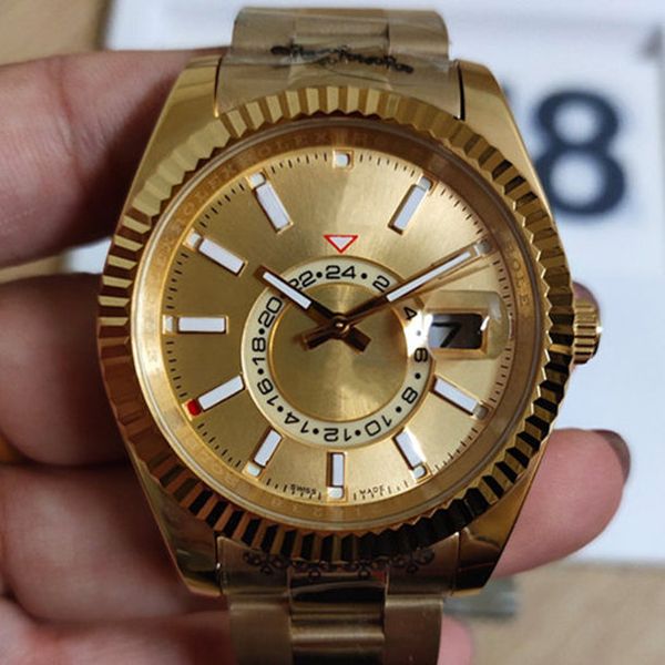 

2020 summer selling luxury mens watches montre de luxe new designer wristwatches all stainless steel strap golden large dial gift, Slivery;brown