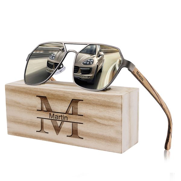 

sunglasses custom mens polarized wood mirror lens stainless steel frame sun glasses women brand design colorful handmade 2021, White;black