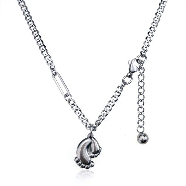 

feet new design hip hop 316l stainless steel women's pendant necklace, Silver