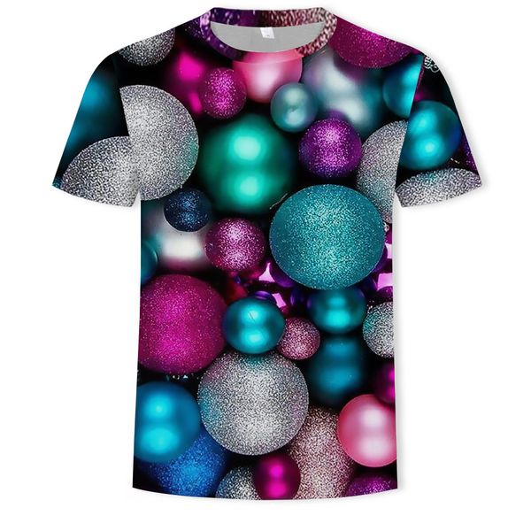 

amazon europe and america amazon popular multi color ball 3d printed t-shirt men's casual short sleeve, White;black