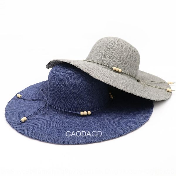 

women's beach straw sunshade summer new sunshade sunscreen big hat flower bow straw hat, Blue;gray