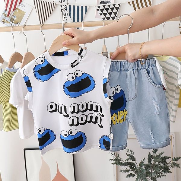 

ayqyn baby summer clothes suit vest children's clothing boy's vest baby clothes 0-1-3 years old children's wear denim shorts, Blue