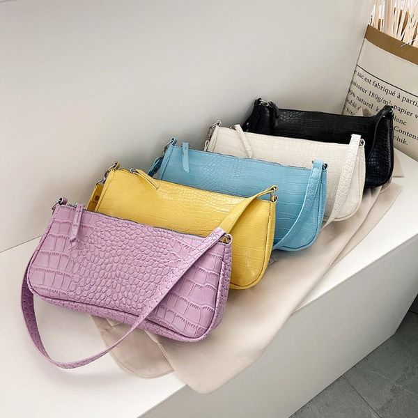 

retro alligator pattern women shoulder handbags sac pu leather street casual solid zipper shoulder bags bolsa mujer 2020 totes