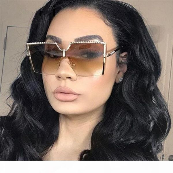 

square frameless windproof sunglasses 2020 new women lady fashion gradient lens oversized brand designer goggle sun glasses hot, White;black
