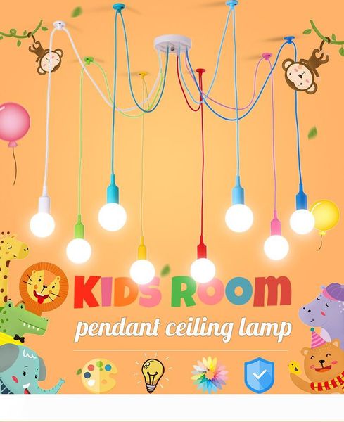 

4 6 8 10 12 heads modern colorful pendant lights diy ceiling lamp wires for kids room bedroom cafe art hanging light fixture