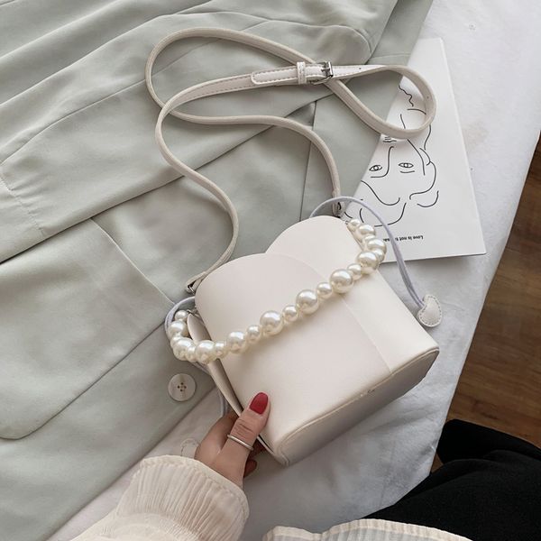 

бисероплетение bucket форма crossbody сумки для женщин 2020 сплошной цвет мешка плеча сумки женщины путешествия креста тела телефон кошелек