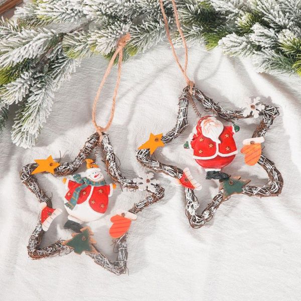 

vintage christmas wreath snowman santa claus patterned rattan ring for home