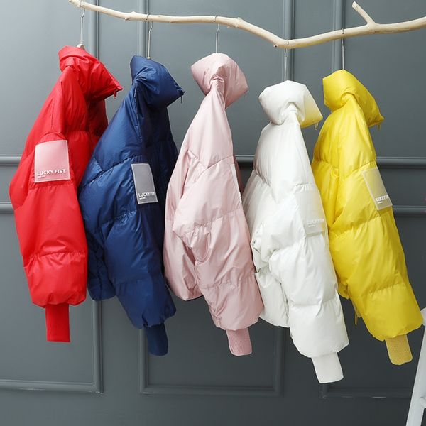 

женские зимний новый утолщенной короткое пальто пуховика хлеб куртка корейски этикетки рукава белой утки вниз пальто большого размера, Black