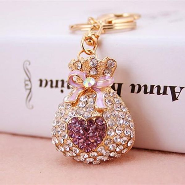 

high quanlity new fashion creative rhinestone purse style car handbag keychain women bag charm brand key chain fashion keyring, Silver