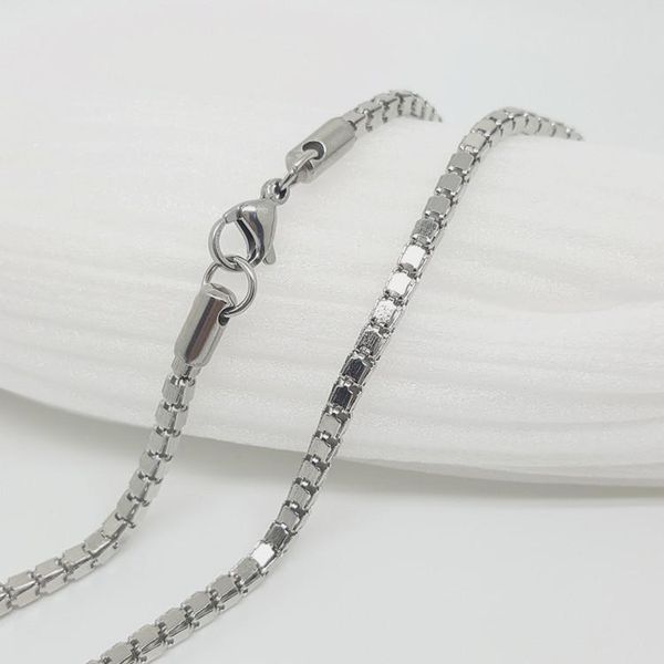 

width 2mm/2.5mm/3mm 316l stainless steel mirror square ingot shape milan chain necklace (18"-22" inches, Silver