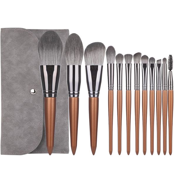 

12 pcs makeup brushes set make up brush set red wood cosmetic bag case holder make up brushes set professional contour lips brush tools kit