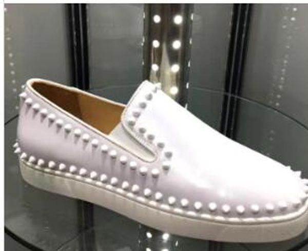 

new 2020 fashion with box designer sneakers low white leather shoes red bottom for men and women leather sneakers party designer shoes 36-46, Black