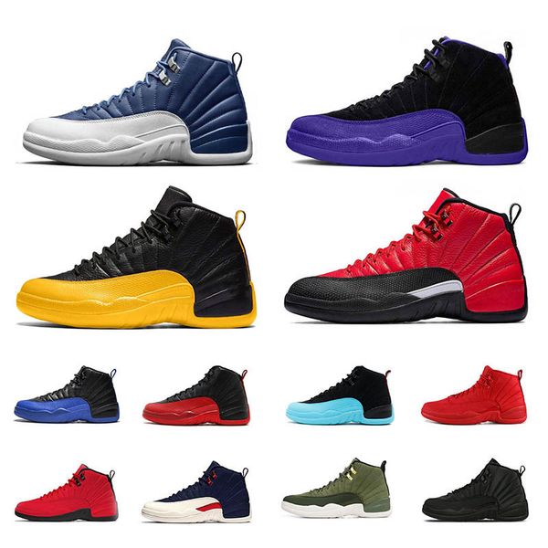 

indigo blue 12 12s men basketball shoes university gold reverse flu game college navy taxi punch french the master sport sneakers
