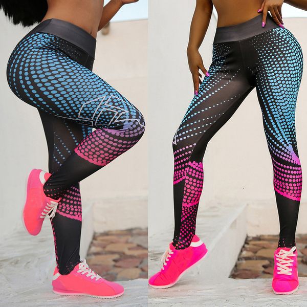 

womens digital printed high waist sports fitness running nine minute pants running training fitness gym leggings ls 1212, Black