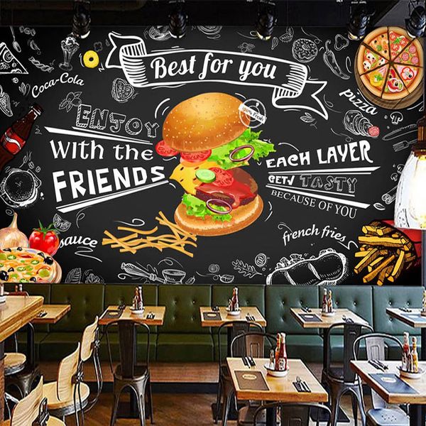 Personalizzato Murale Carta Da Parati 3D Burger Fast Food Ristorante Caffetteria Cucina Foto Sfondo 3D Murales Carta Da Parati Soggiorno