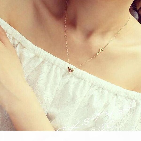 

wholesale wholesale forever titanium love heart key necklace rose gold heart-shaped necklace, Silver