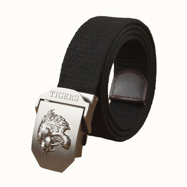 

alloy buckle belt outdoor canvas belt men&women canvas belts for jeans male luxury casual straps tiger, Black;brown