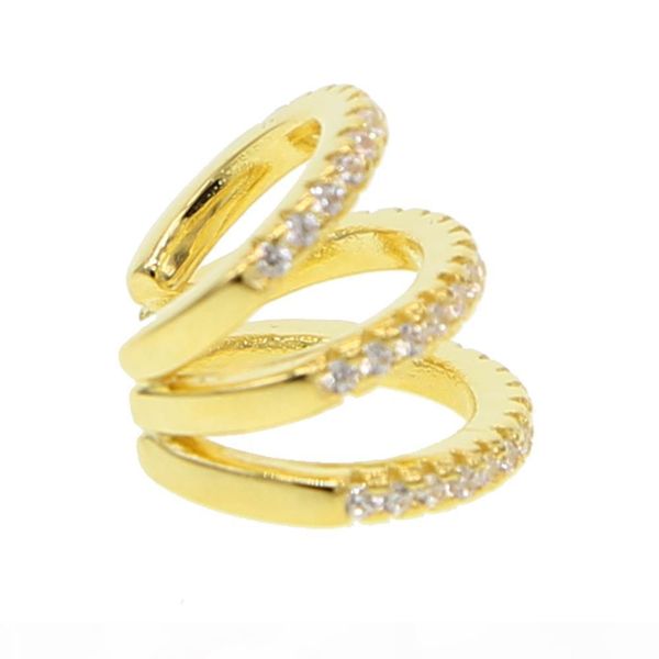 

y 2019 new fashion three cz circle clip earrings elegant cz cuff earrings for woman party charm jewelry gift brincos dainty cz cute ear, Golden;silver