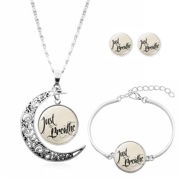 

i can 't breathe bracelet necklace and earrings breathe alloy gifts i can't breathe 3pcs/set, Black