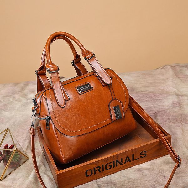 

famous brand designer luxury flap pu leather oil wax boston tote shoulder bag crossbody messenger female bolsa for 2020 vintage