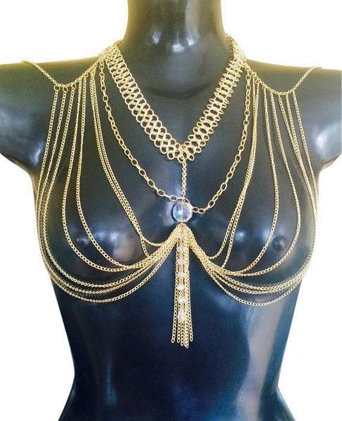 

gold / silver холтер бельё showgirl плечо ожерелье exotic бюстгальтер цепь harness ведомого все тело ketting ювелирных изделия by090 t200508