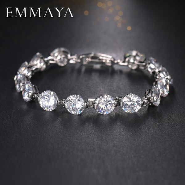 

emmaya 2020 new arrival christmas gift big round cubic zircon pave chain bracelets for women ing, Black