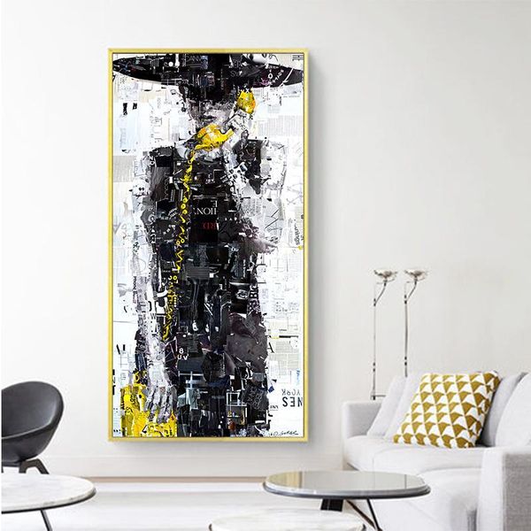 

modern pop art romantic calling girl abstract figure oil painting on canvas wall art mural for bedroom nordic home decoration cuadros