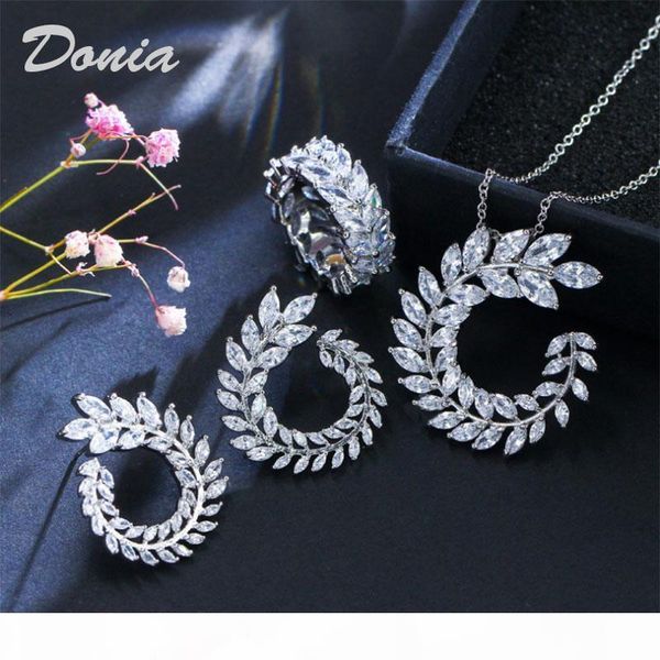 

donia jewelry fashion branch and bird zircon earring necklace two piece wedding jewelry ladies banquet set decoration gift, Slivery;golden