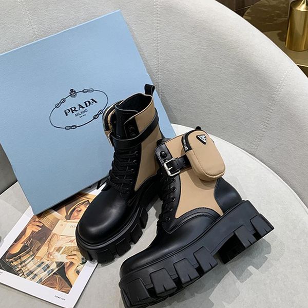 

2020 роскошная женская lace up короткие сапоги, женская кожа толстая подошва моды сапоги roman сапоги с молнией размер мешка 35-40 0001, Black