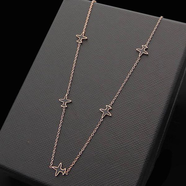

2020 designer titanium steel korean aircraft necklace black oil dripping necklace women korean rose gold aircraft necklace