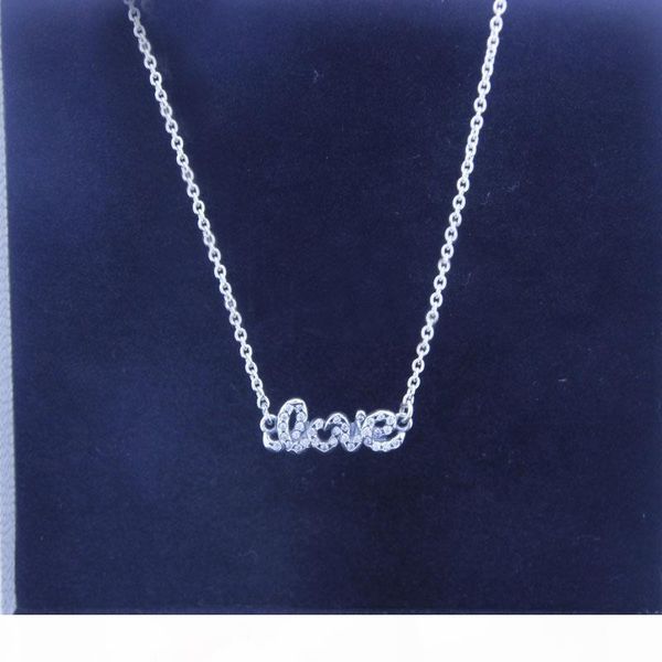 

100% 925 sterling silver pendant necklaces europe jewelry signature of love silver necklace new original women necklace diy jewelry