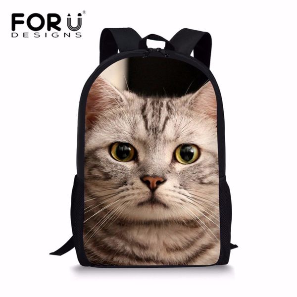 

forudesigns kawaii school bags for kids 3d cat printing schoolbag children shoulder backpack students heavy duty bookbag satchel t200709