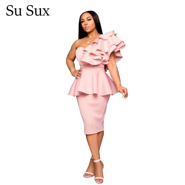 

new ruffles party dress women bandage bodycon dress sleeveless knee length pencil solid vestdios nightclub 2020, Black;gray