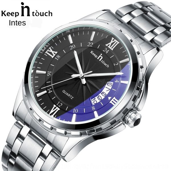 

high-end blue mirror men's waterproof quartz quartz fashion trend new business watch steel belt men's watch