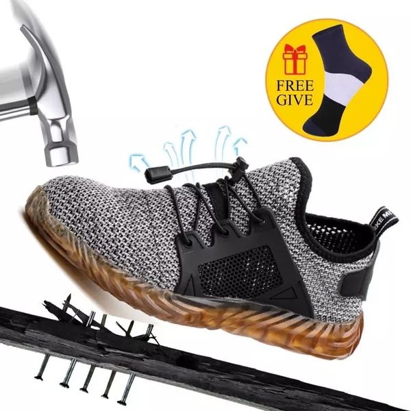

dropshipping men and women steel toe air safety boots indestructible ryder shoes light work sneakers breathable shoes, Black