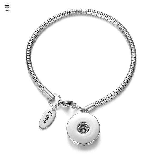 

18cm stainless steel chian bracelet for 18mm ginger snap button interchangeable jewerly with love charms for women gift, Golden;silver