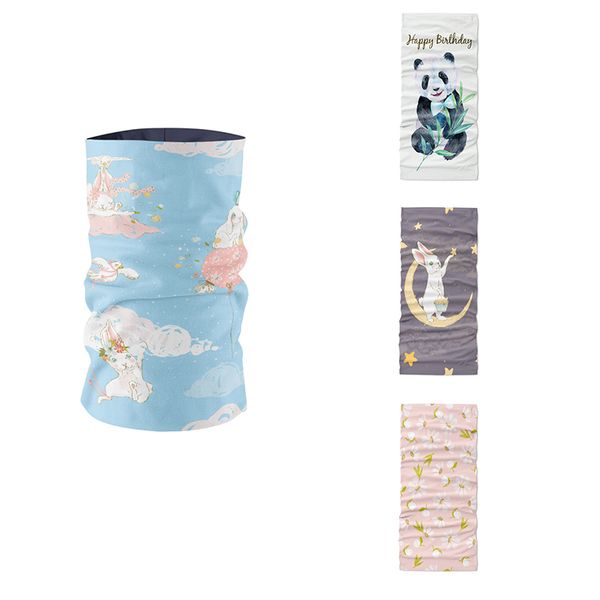 

3d printed women headscarf funny cute animal panda ink painting art bandana handkerchief face mask neck gaiter, Blue;gray