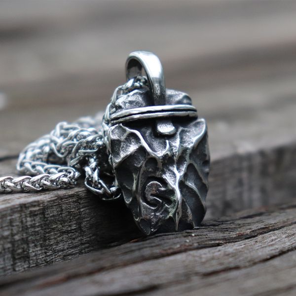 

men vintage original rune stone arrow 316l stainless steel pendant necklace viking nordic amulet jewelry gife, Silver