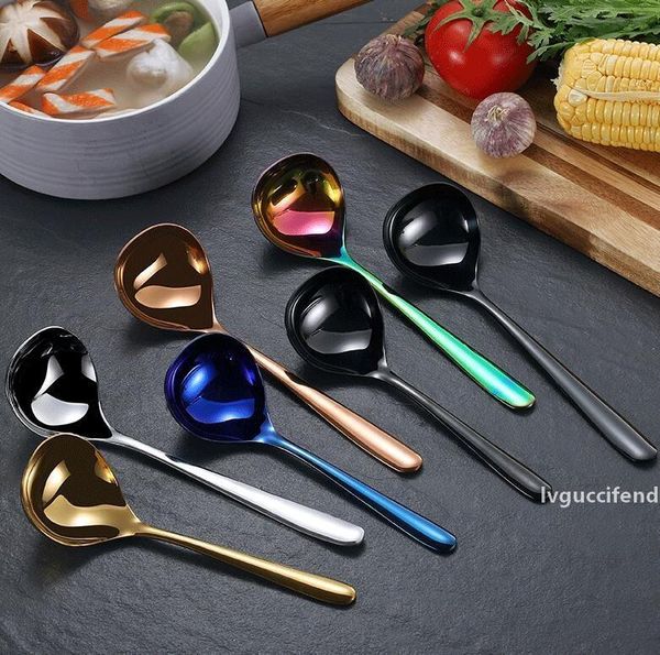 

stainless steel spoons with a large round spoon with sauces