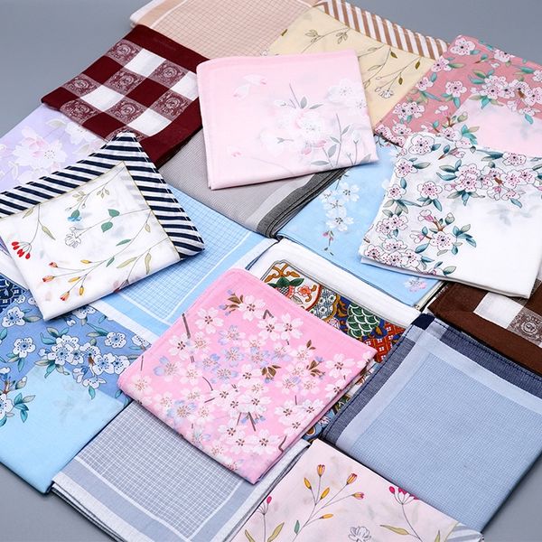 

8v7yw pure cotton women's carry-on japanese antique printing cotton sweat-absorbing chinese style old-fashioned small handkerchief hand, Blue;white
