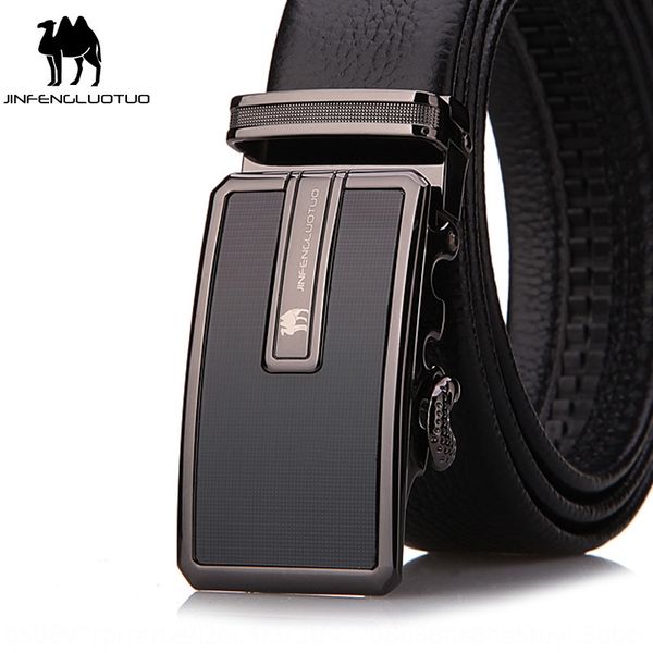 

new listing camel men's whole head layer cowhide automatic buckle genuine trousers leather business belt trousers belt men, Black;brown