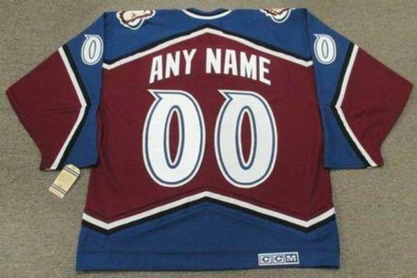 

мужчины женщины молодежь колорадо эвеланш 1990s ccm vintage customized хоккей джерси все сшиты высшего качества любое имя любое число вратар, Black;red
