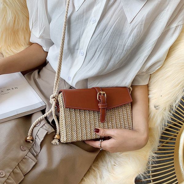 

women summer plain rattan bags square woven wicker bag straw handmade beach bolsos mujer crossbody bags handmade bohemia bali handbags