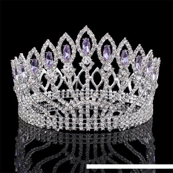 

Luxurious Sparkling Crystal Baroque Queen King Wedding Tiara Crown Pageant Prom Diadem Headpiece Bridal Hair Jewelry accessories SH190927