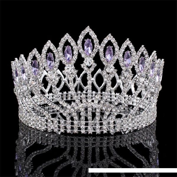 

luxurious sparkling crystal baroque queen king wedding tiara crown pageant prom diadem headpiece bridal hair jewelry accessories sh190927