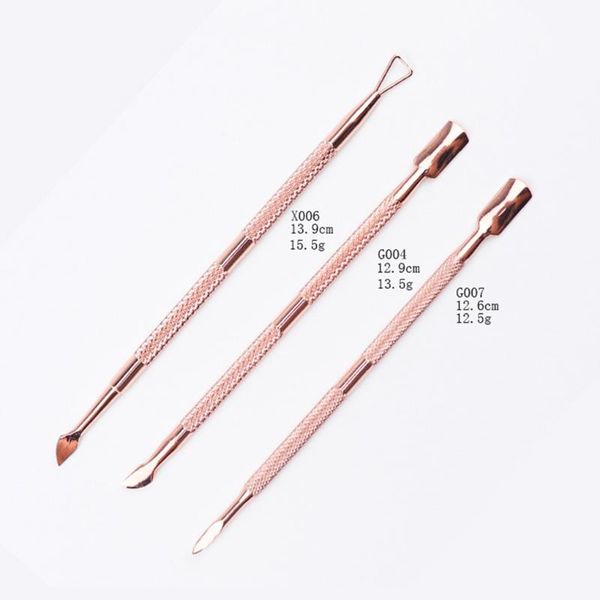 

nail art kits 3pcs rose gold cuticle pusher remover stainless steel home beauty salon manicure tools kit
