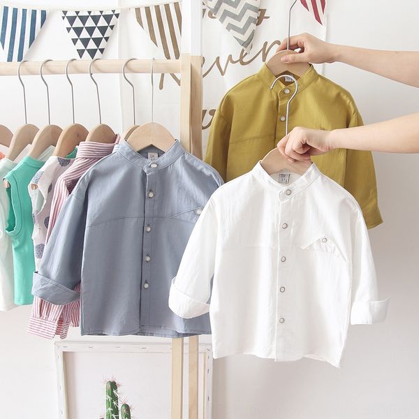 

wswsl katoofely2019 autumn shirt children's clothing new children's clothing boys and children solid color cotton all-match long s, White;black