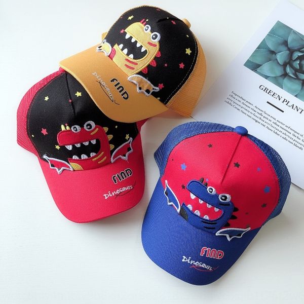

children's net cartoon dinosaur net boys' cute breathable sunshade sun hat sun hat cap aw20, Blue;gray